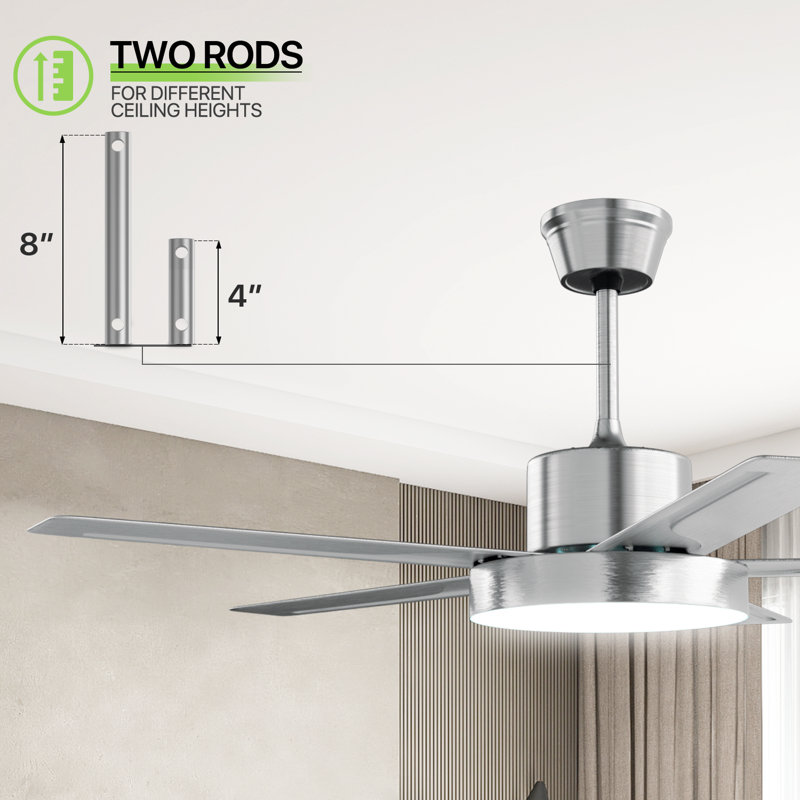 Ventilateur de plafond noir 52 po avec lumières et télécommande Télécommande avec 5 pales en bois réversible et 3 lumières DEL de couleur