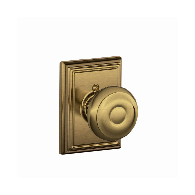 Georgian Single Dummy Knob with Addison Trim, Antique Brass