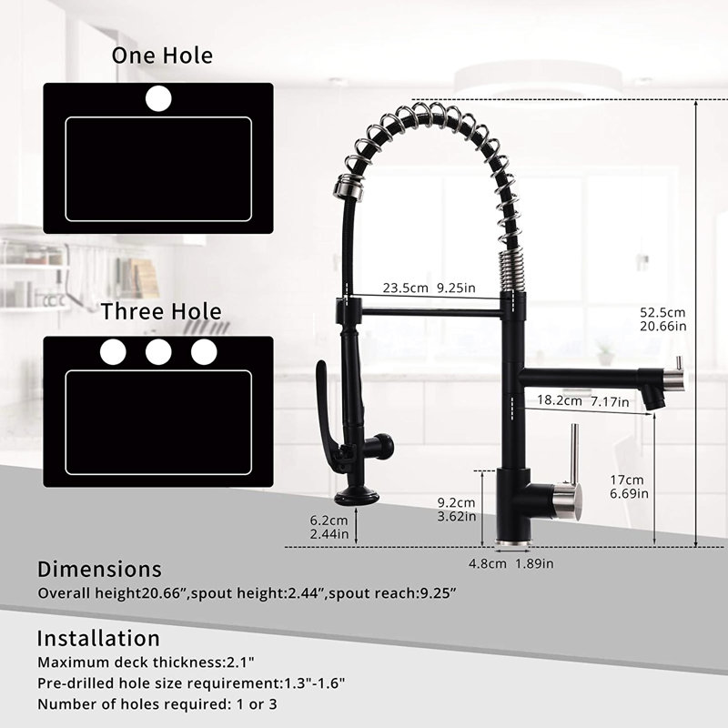 Commercial Kitchen Faucet In Black And Silver - Pull Down, Single Handle, Hot Cold, Ceramic Filler, Stylish Kitchenware Down Contemporary