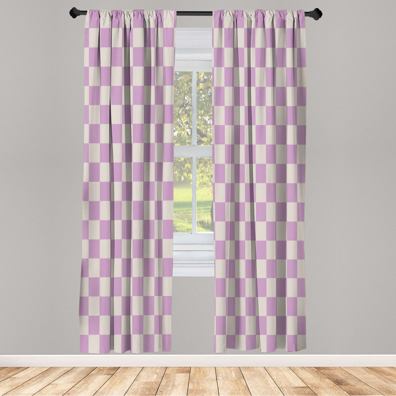 Microfiber Floral Semi-Sheer Rod Pocket Curtain Panels, 28" W x 95" L, Beige/Light Pink