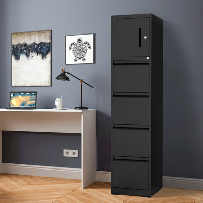 Classeur vertical à 4 tiroirs et 1 porte, classeurs en métal avec 2 verrous pour le bureau personnel, classeurs anti-basculement