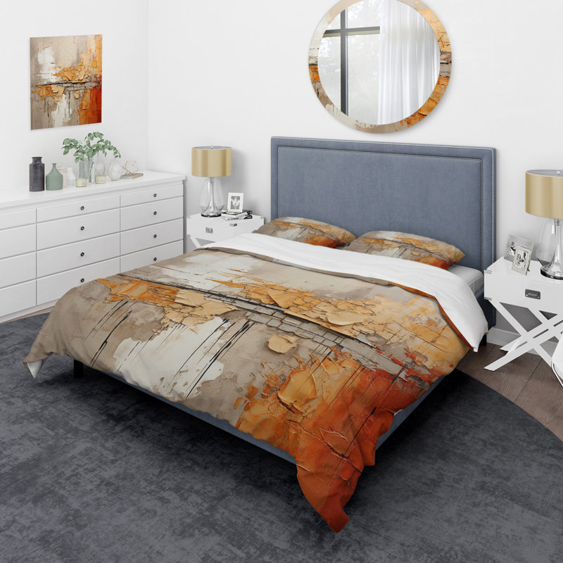 Ensemble de housse de couette en microfibre / polyester Orange Impressions I