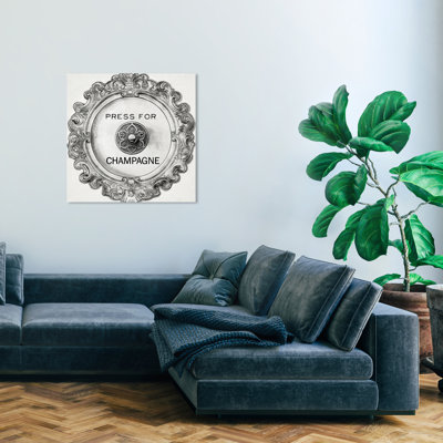 Drinks And Spirits Press For Champagne Round Champagne - Wrapped Canvas Print