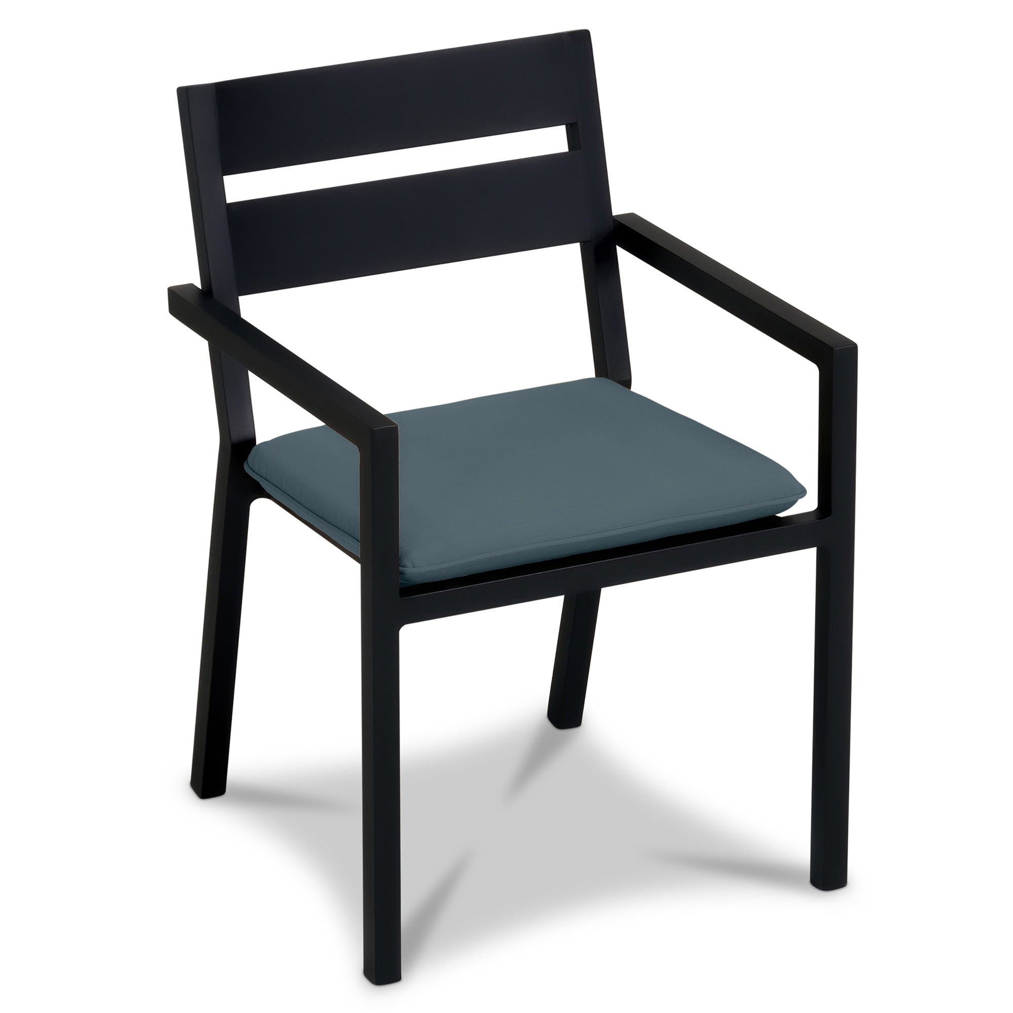 Vivant Aluminum Outdoor Dining Armchair with Cushion, Cast Lagoon, Black