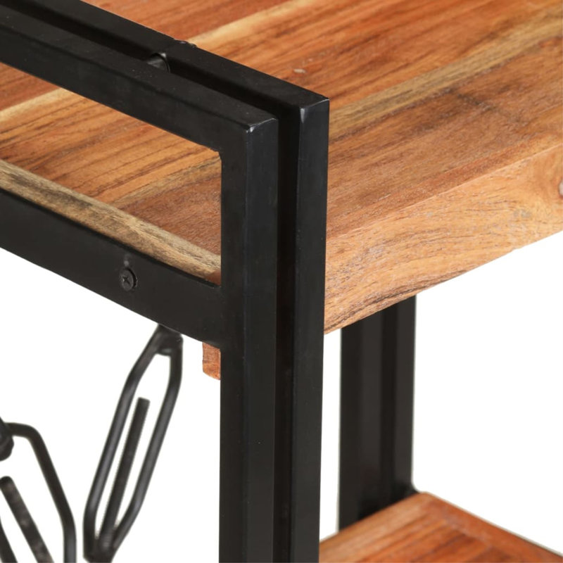 Bibliothèque en bois de manguier massif, Noir, H 31,5 po x l 15,75 po x P 11,81 po