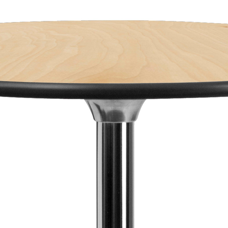 Aurelia 42" Oak and Chrome Round Outdoor Cocktail Table