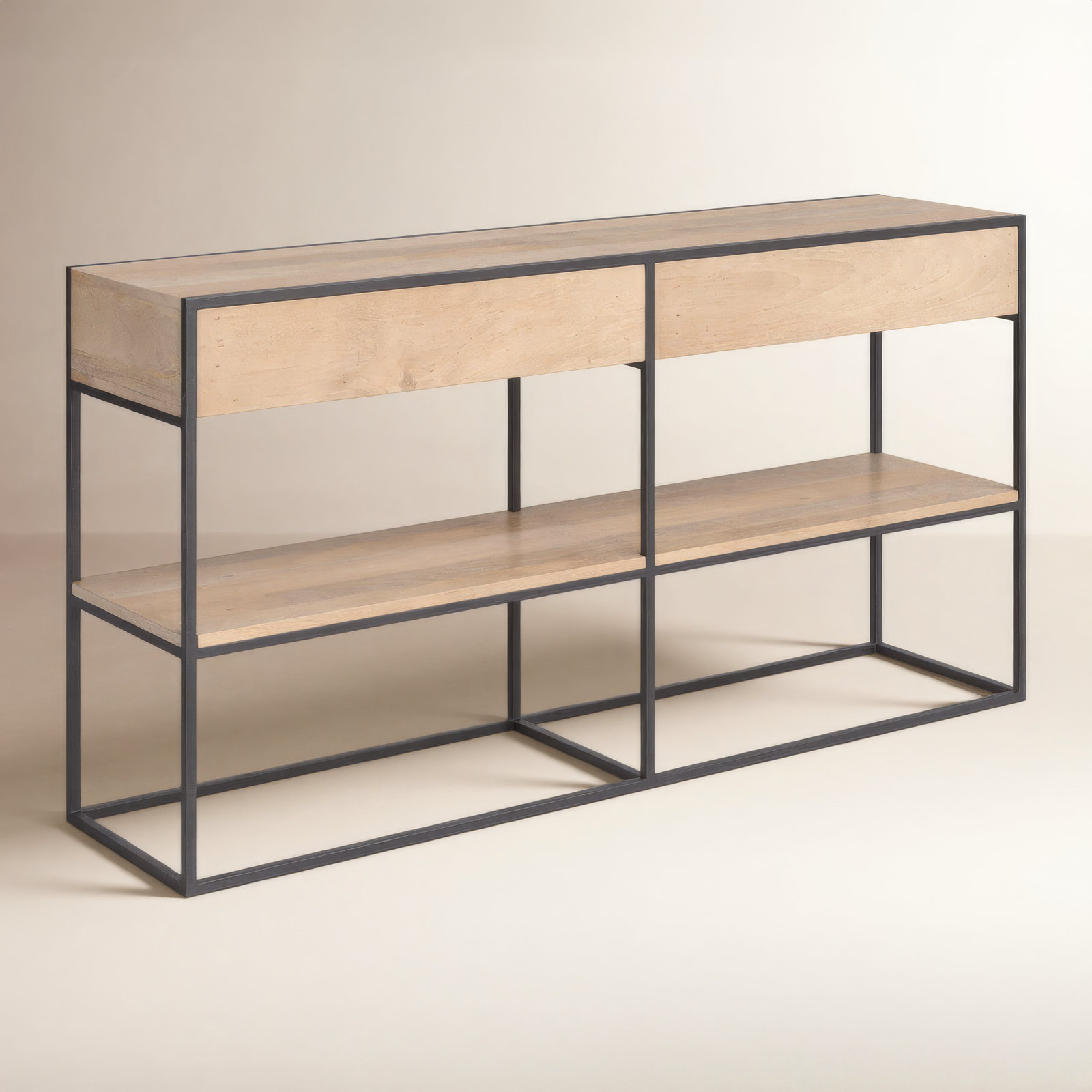 Ophelia 63'' Solid Wood Console Table, Beige, Black