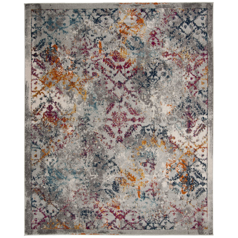 Tapis abstrait gris clair / fuchsia Christa, Rectangle 9 pi x 12 pi