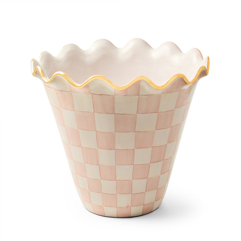 Rosy Check Ceramic Garden Pot, 16.5" H x 18" W x 18" D