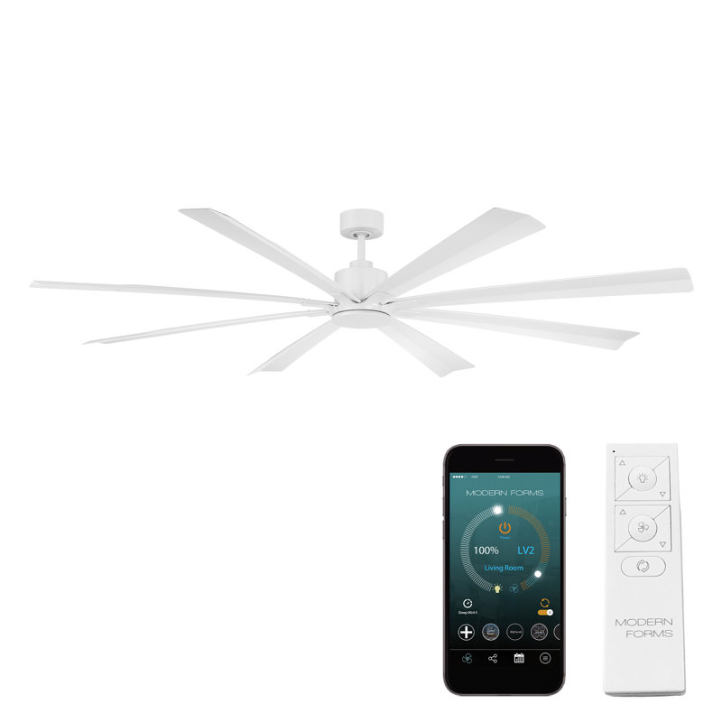 Size Matters 8-Blade Smart Ceiling Fan, 84", No, Matte White