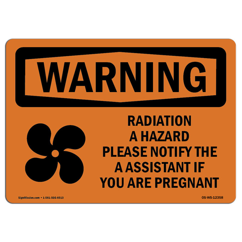 Radiation Hazard Please Notify Sign, 18" H x 24" W x 0.1" D