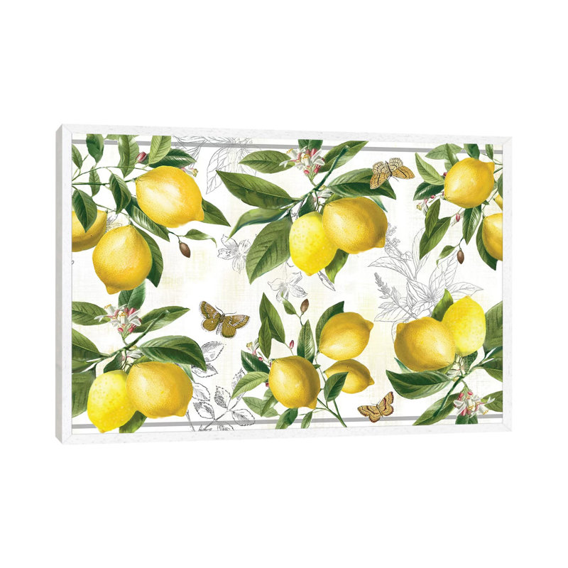Linen Lemons by Nan - Print on Canvas, White Framed, 101.6 cm H x 66.04 cm W