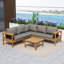 Ensemble de conversation modulaire en L 4 pièces en bois d'acacia avec table basse et coussins pour patio, terrasse ou bord de piscine-132686191