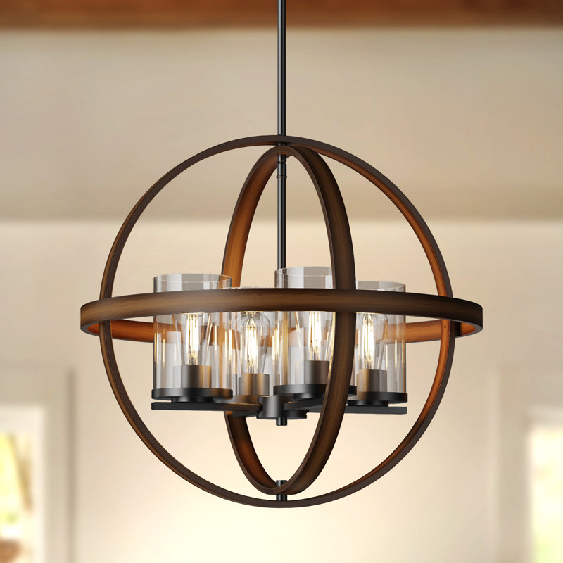 4 - Light Globe Chandelier With Glass Shade