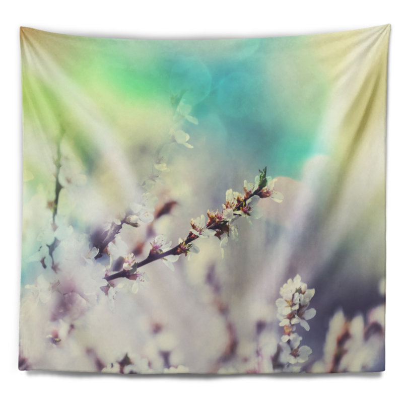 Tapisserie fleurs florales floral white, H 32 po x l 39 po