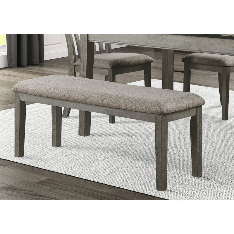 Banc rembourré en tissu pour salle à manger avec finition en tissu d'ameublement gris et bois, Gris