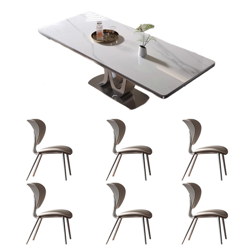 Table et chaise de luxe domestique, Blanc / gris, H 29,5 po x L 62,9 po x l 33,4 po