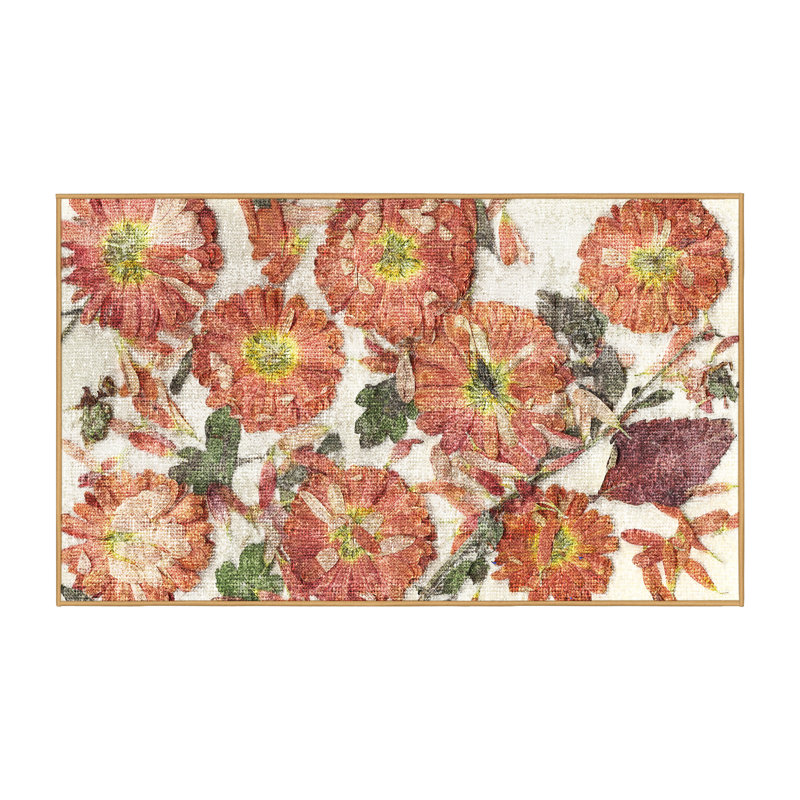 Tapis en chenille / polyester tissé à la main à la machine Stanuta - rouge / vert, Rectangle 7 pi x 9 pi