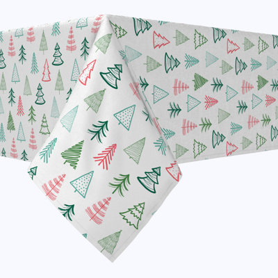 Rectangular Tablecloth, 100% Cotton, Fir Tree Doodles