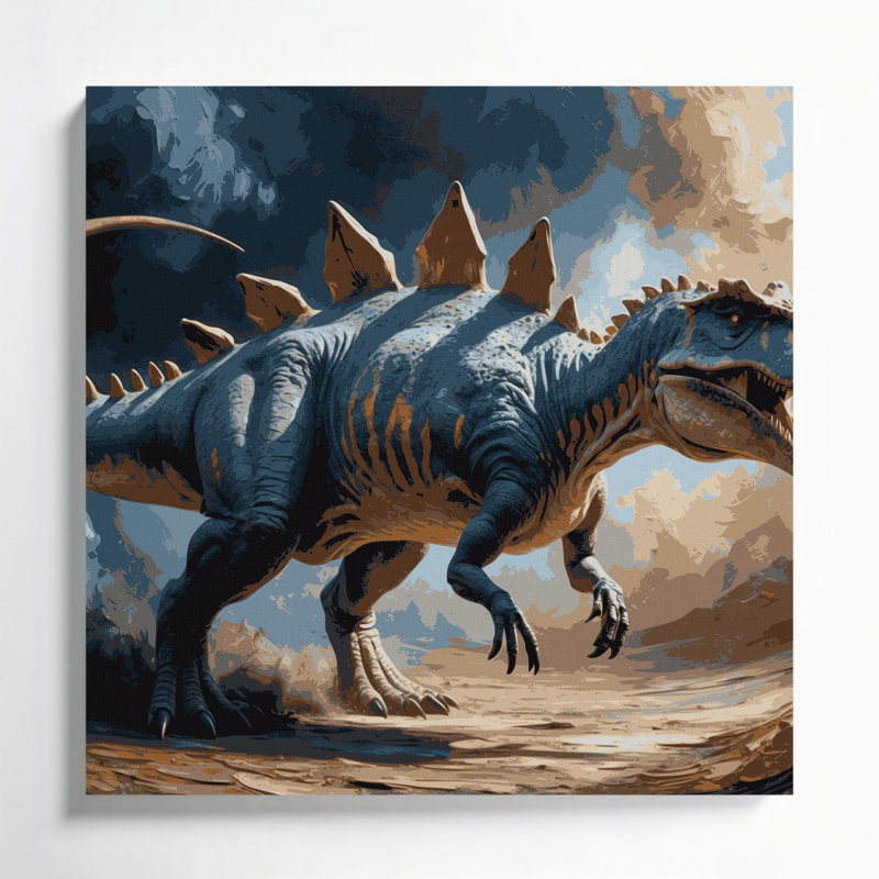 «Dinosaur Euoplocephalus», art mural sur toile grise, H 12 po x l 12 po