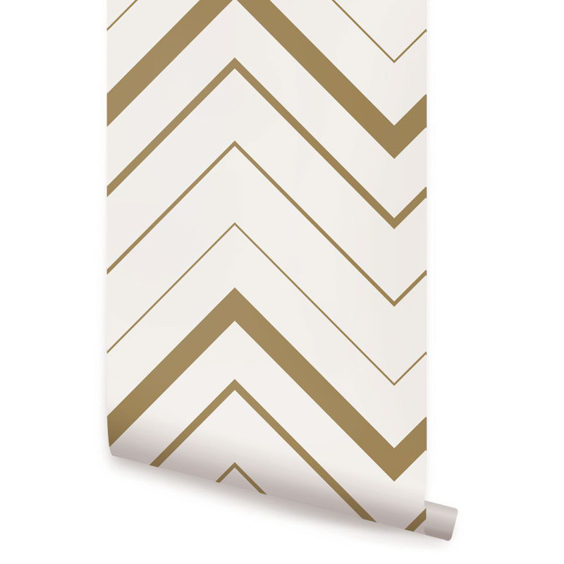 Panneau de papier peint adhésif à chevrons Schramm, L 2 pi x H 18 pi, Or