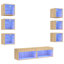  8 Piece TV Wall Units With LED Engineered Wood-45790334