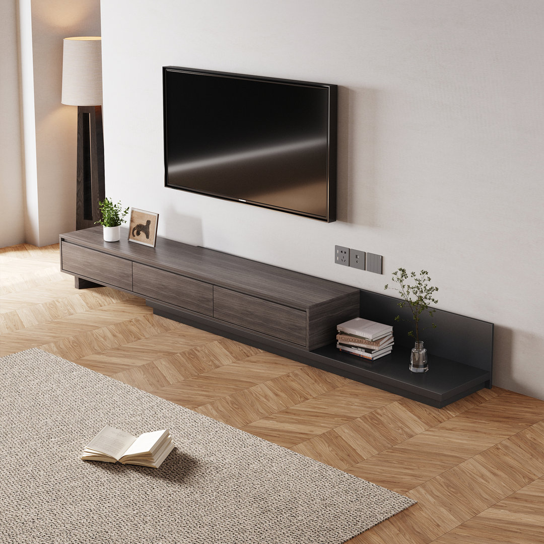 TV-Schrank Fairton für TVs bis zu 88",TV Schrank mit 3 Schubladen, Ausziehbares TV Lowboard