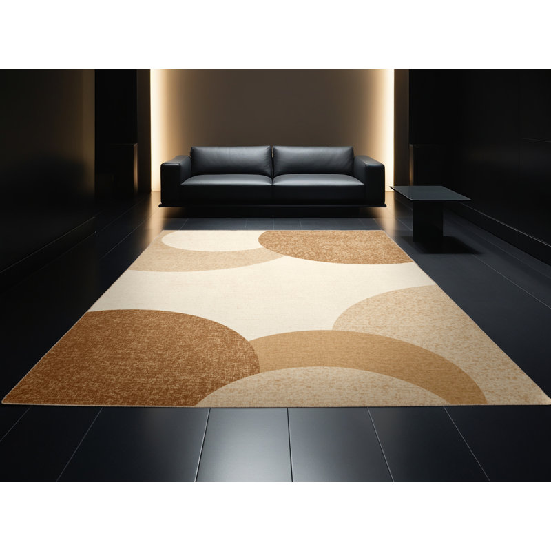 Soft Plush Fabiano Thanksgiving Modern & Contemporary Abstract Area Rug in Beige – Beige Binding, 3x5