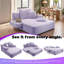 Chaise longue convertible Resta en velours côtelé duveteux avec poches de rangement et 3 coussins-129022236