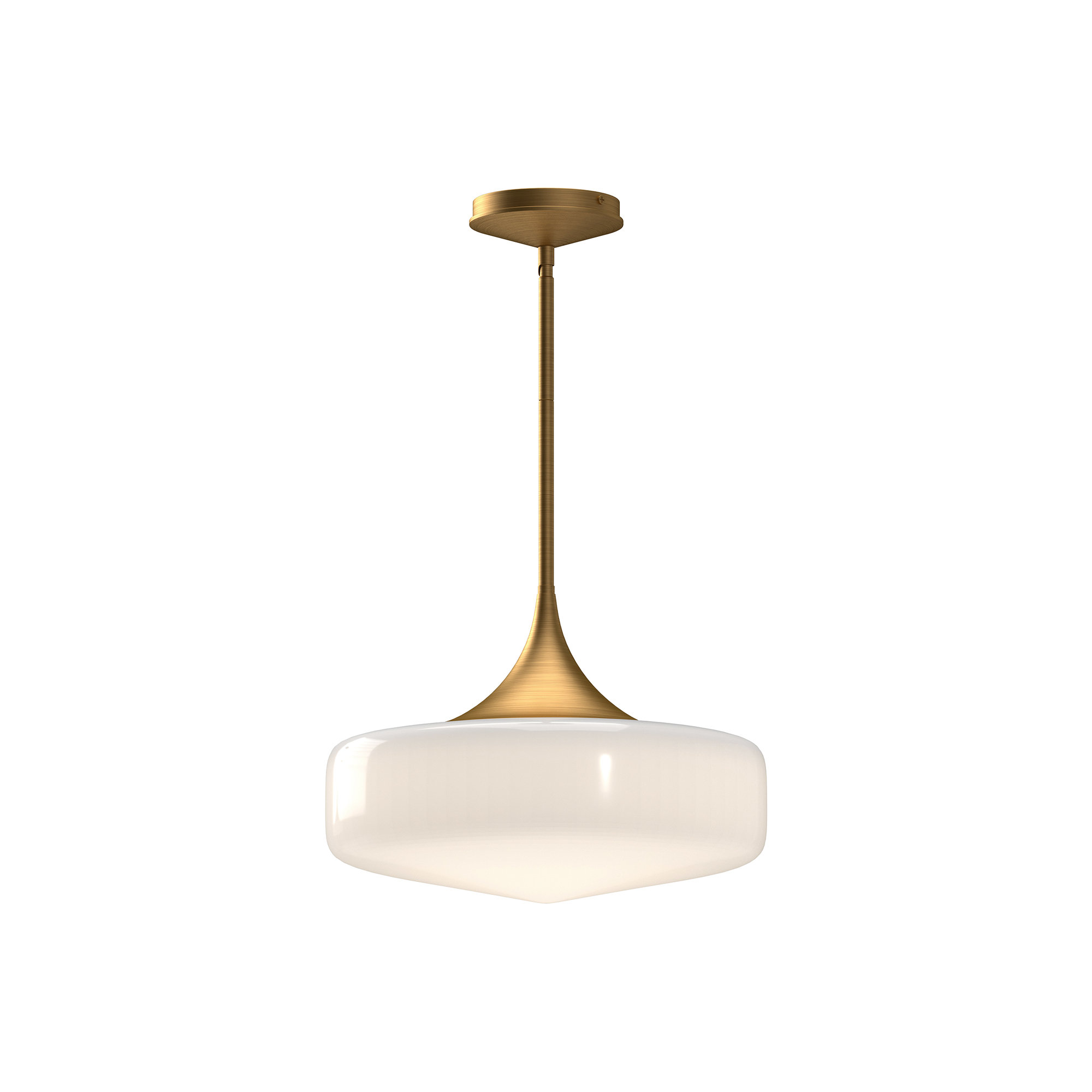 Nathania 1-Light Schoolhouse Glass Pendant , Aged Gold