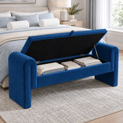 Banc en velours pour la chambre à coucher, banc de repose-pieds capitonné à boutons de 60,5 pouces avec accoudoirs roulés, repose-pieds capitonné pour le salon, vestibule