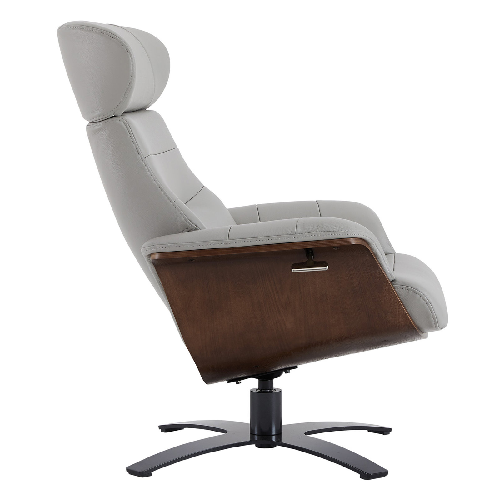 Dillon 31" Genuine Leather Manual Swivel Recliner, Light Gray