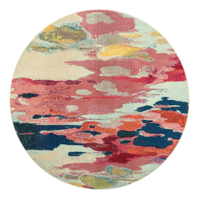 Tapis rose en polypropylène Roshan