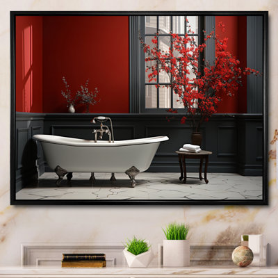 Red Modern Bathroom Charm V - Print