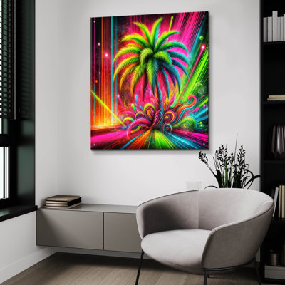 «Palm Tree Abstract 1» par Rey Klimt, art mural en verre acrylique