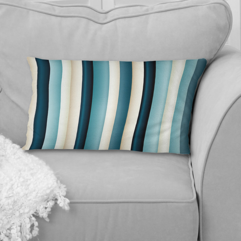 Coussin décoratif à rayures bleues et beiges Harmony