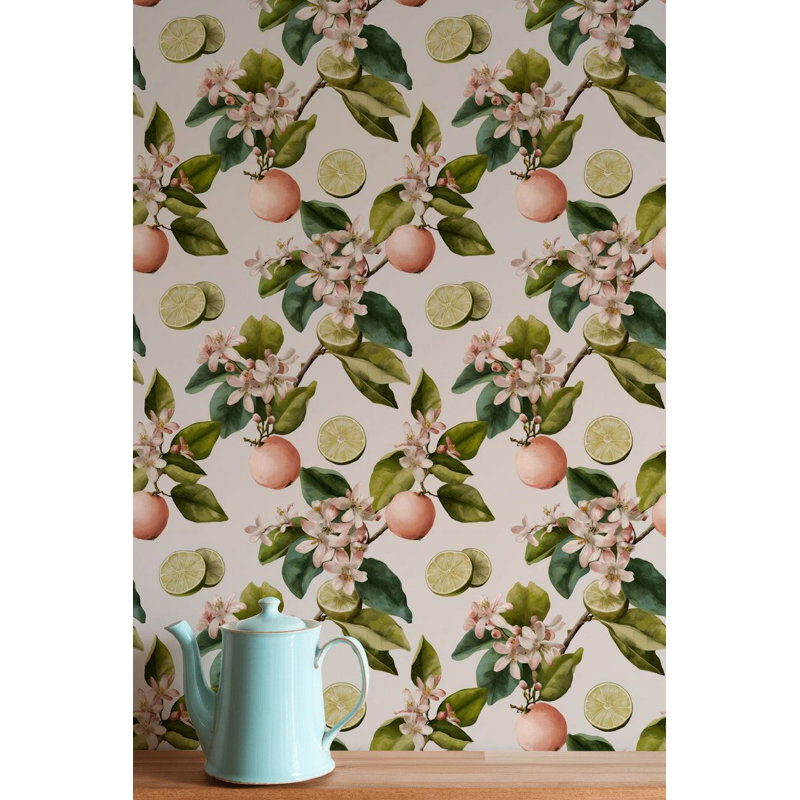 Papier peint floral à motif floral d'agrumes
