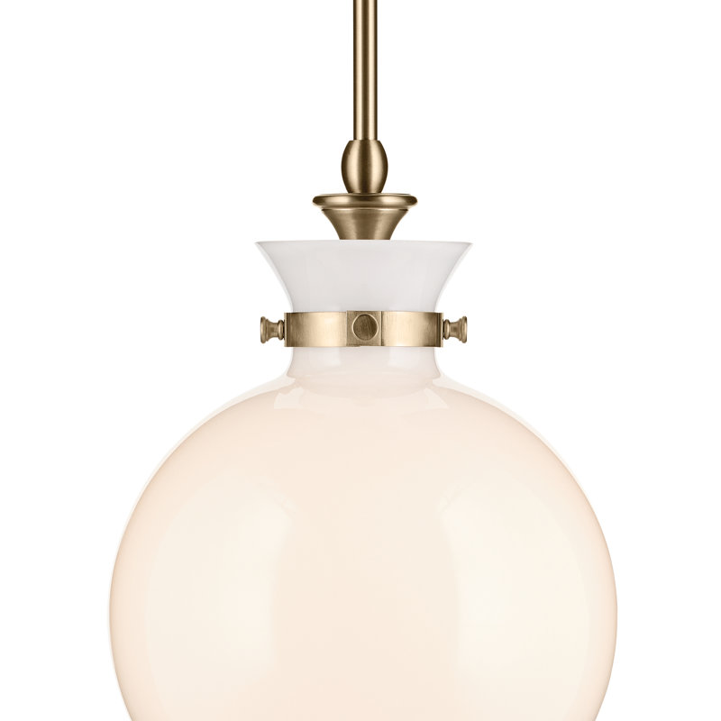 1 Light Pendant with Clear Glass, Bronze, Antique Cased Opal, 14.5" H x 10.25" W