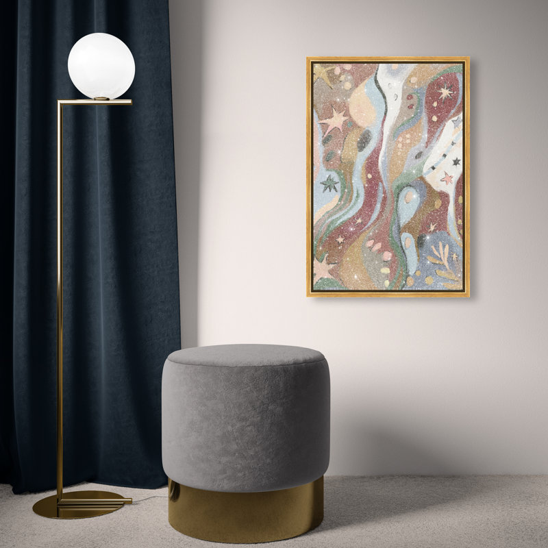 Modern Folk II Canvas Abstract Print by Oliver Gal, Black Frame, 10 x 15, 55"H x 37"W, Gold Floater Frame