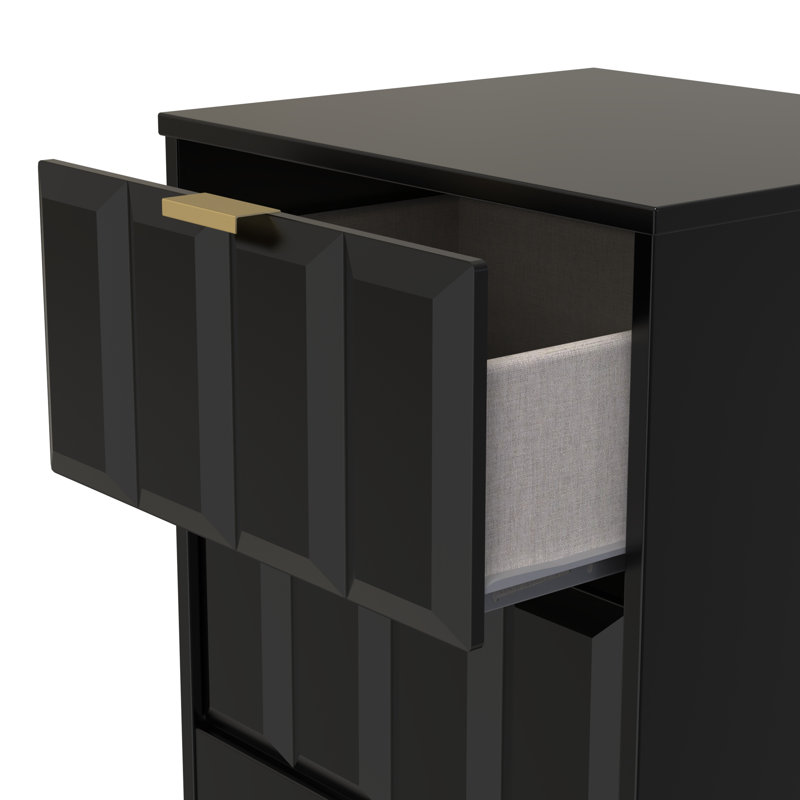 Doss 45cm W Manufactured Wood Bedside Table, Deep Black/Black Matt