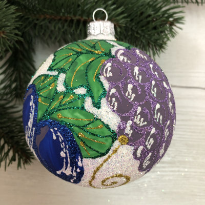 Ball 4'' Handmade Glass Plants & Flowers Ball Ornament