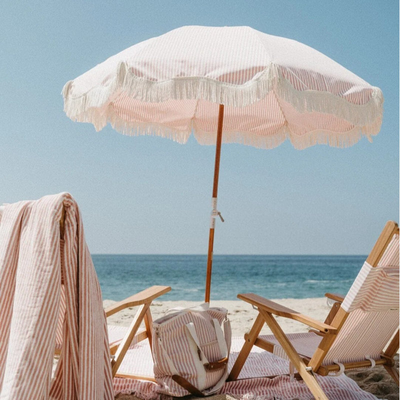 PREMIUM BEACH UMBRELLA - LAURENS NAVY STRIPE, Lauren's Pink Stripe