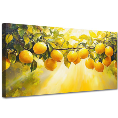 Lemon Wall Art, Lemon Pictures for Kitchen, Italian Kitchen Wall Decor, Lemon Canvas Wall Art for Wall, Mediterranean Fruit Art Wall Decor Poster Prints 16" × 32"
