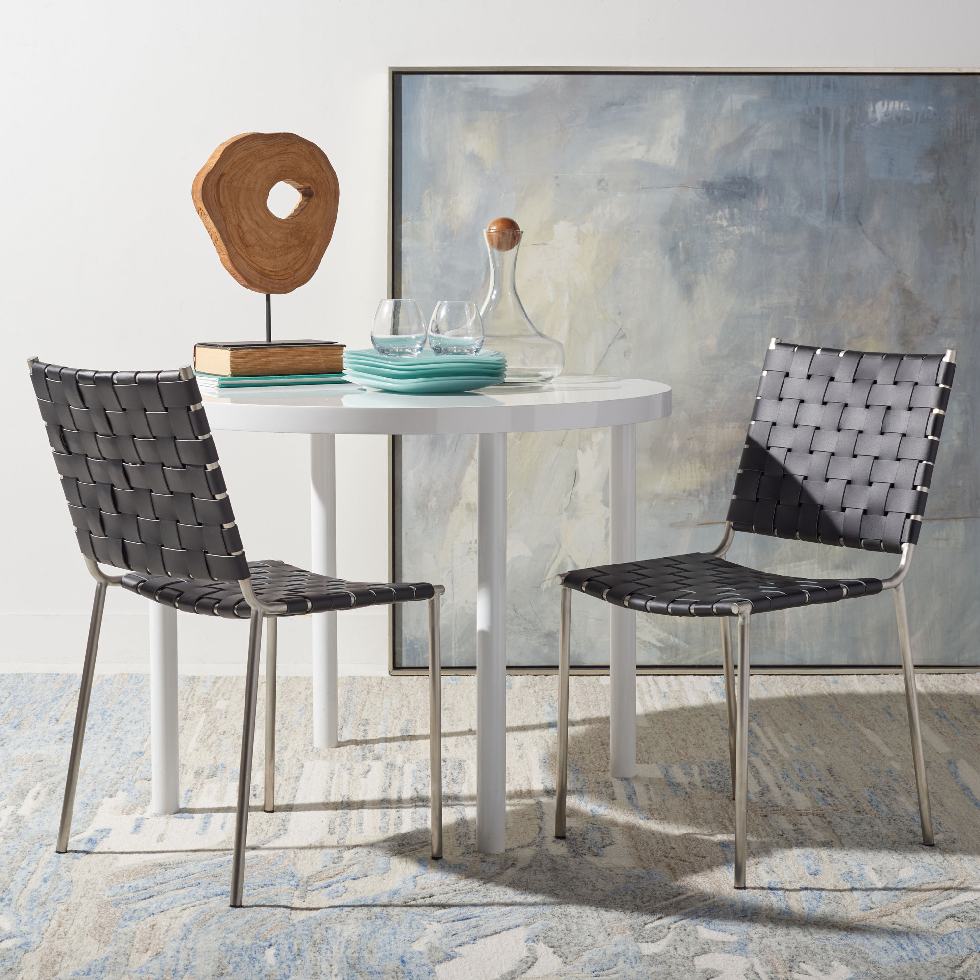 Ryland Upholstered Side Chair, Black, Silver