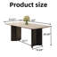 Table de salle à manger 63 po rectangulaire avec plateau en travertin, table de cuisine avec base en bois noir et métal, table robuste pour 4 à 6 personnes pour petits appartements, cuisine, salle à manger