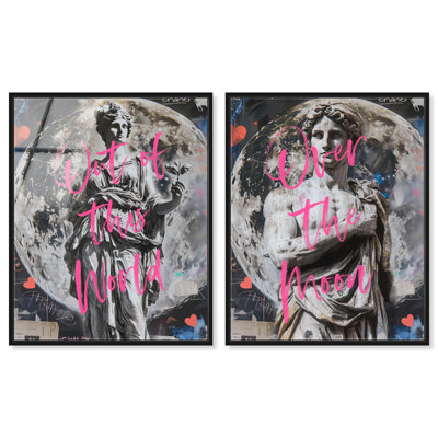 «Celestial Echoes», ensemble de décorations murales modernes imprimées en acrylique encadrées par Art Remedy, cadre noir, 24 x 30