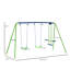 Metal Swing Set With Glider, Two Swing Seats And Adjustable Height, Outdoor Heavy Duty A-Frame