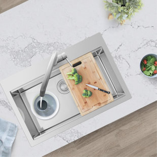 Évier de cuisine à simple cuve encastrable en acier inoxydable 31 pouces AZUNI Avanti