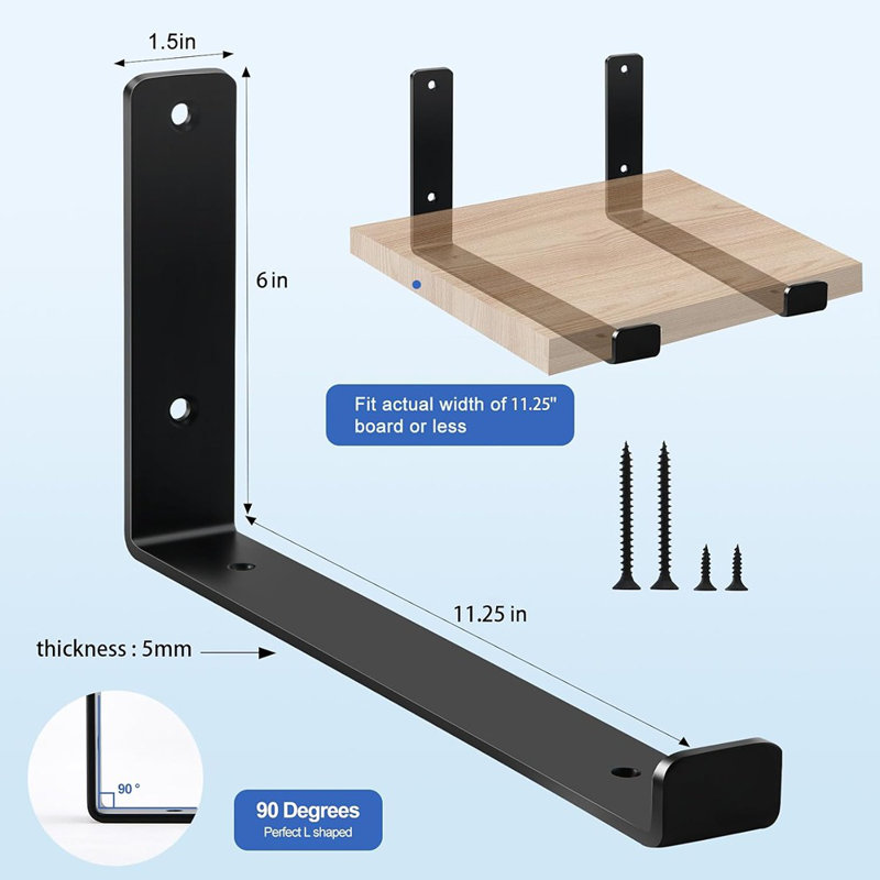 Paquet de 6 - Tablettes en J 11,25 "x 6"