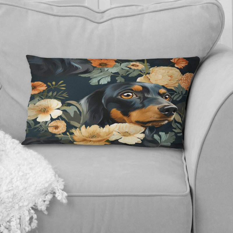 Daschund Dog - Coussin décoratif Abstrait corail multicolore - Coussin décoratif